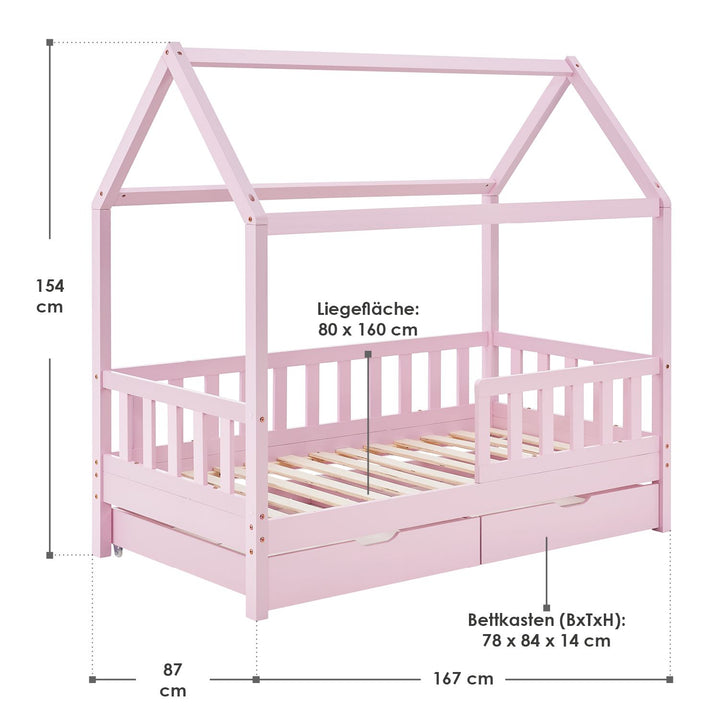 Kinderbett Marli 80 x 160 cm mit Bettkasten