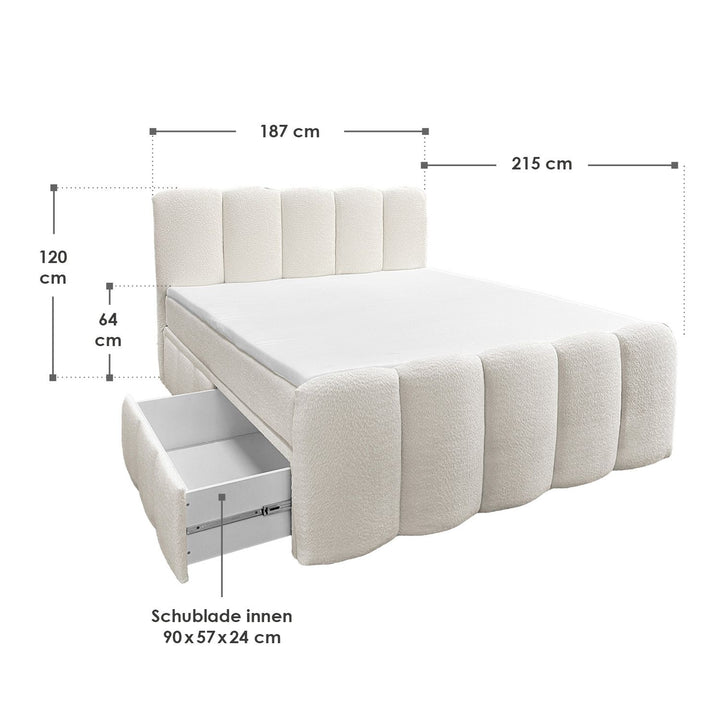 Boxspringbett Manitoba - Bouclé-Stoff