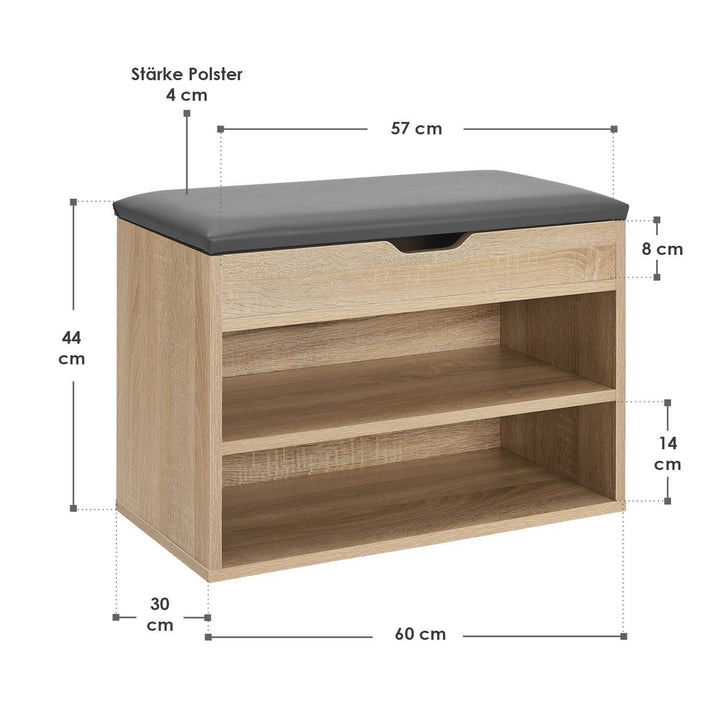 Schuhregal aus Holz 60 x 30 x 44 cm