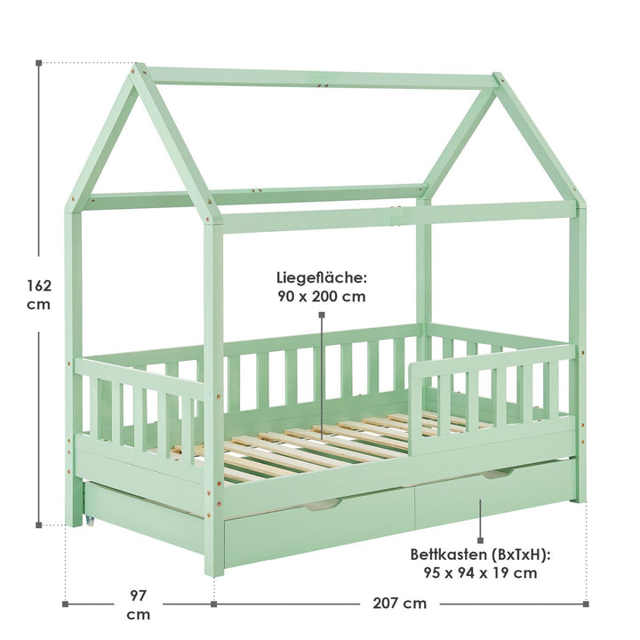 Kinderbett Marli 90 x 200 cm mit Bettkasten