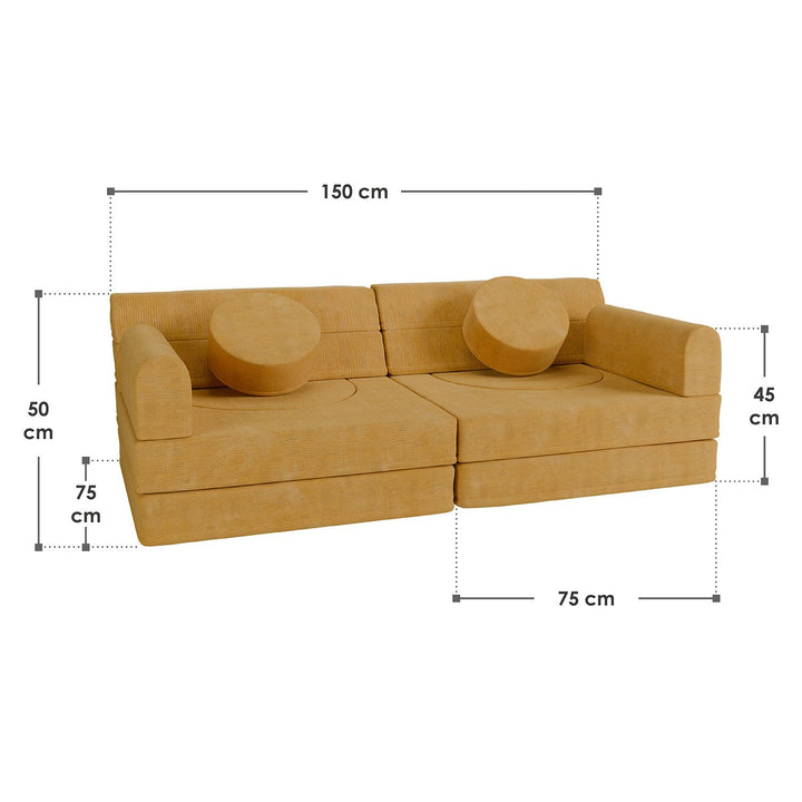 Kindersofa Kayo mit Cord Bezug & Kissen