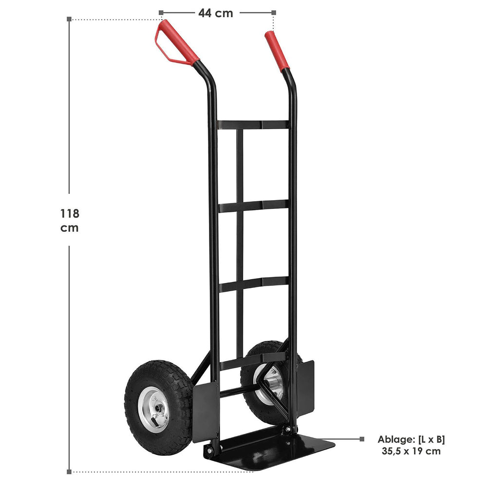 Sackkarre Basic in schwarz mit roten Griffen klappbar