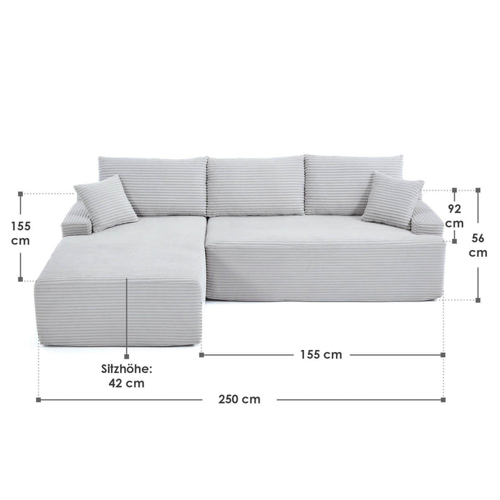 Sofa Coredo mit Cord Bezug & Dekokissen
