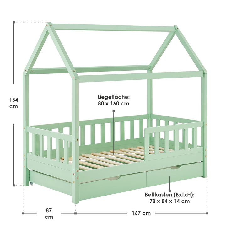 Kinderbett Marli 80 x 160 cm mit Bettkasten