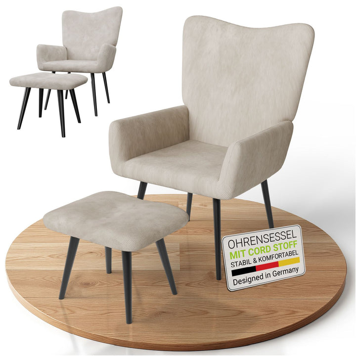 Ohrensessel mit optionalem Hocker Odense