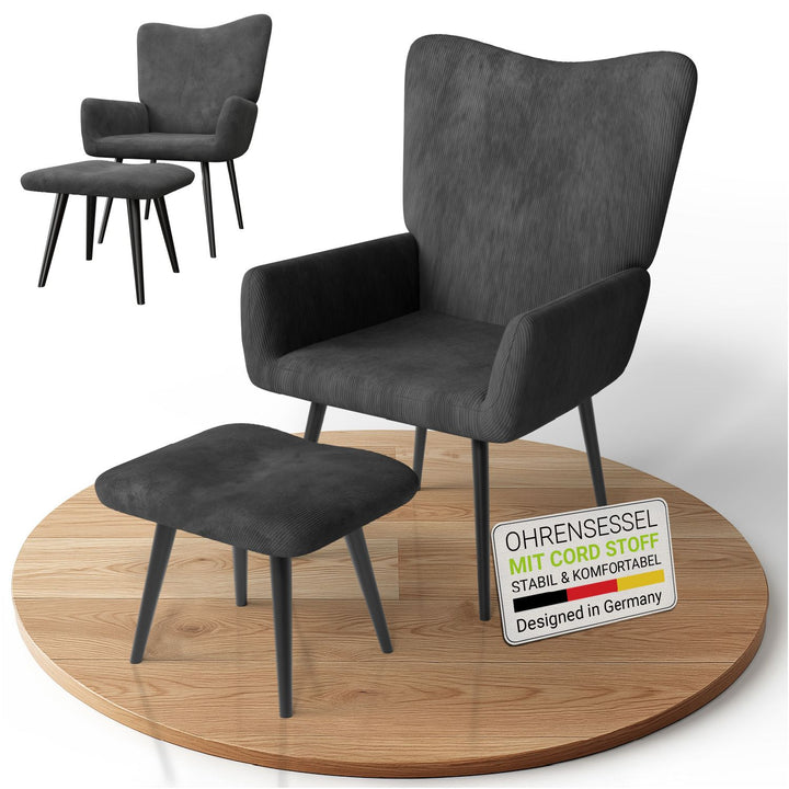 Ohrensessel mit optionalem Hocker Odense