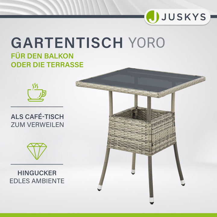 Eckiger Polyrattan Gartentisch Yoro
