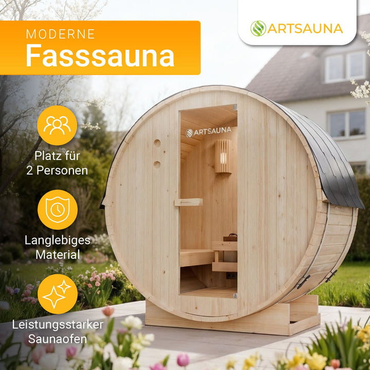 Fasssauna Spitzbergen mit Saunaofen