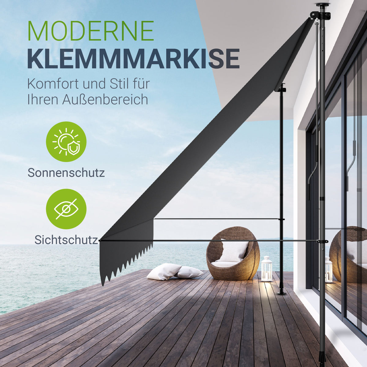 Klemmmarkise Kapstadt mit Handkurbel
