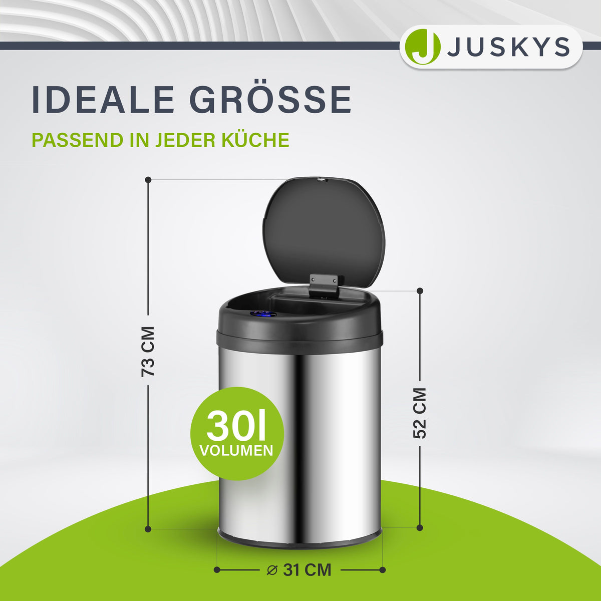 Mülleimer mit Sensor 30 L rund & automatisch