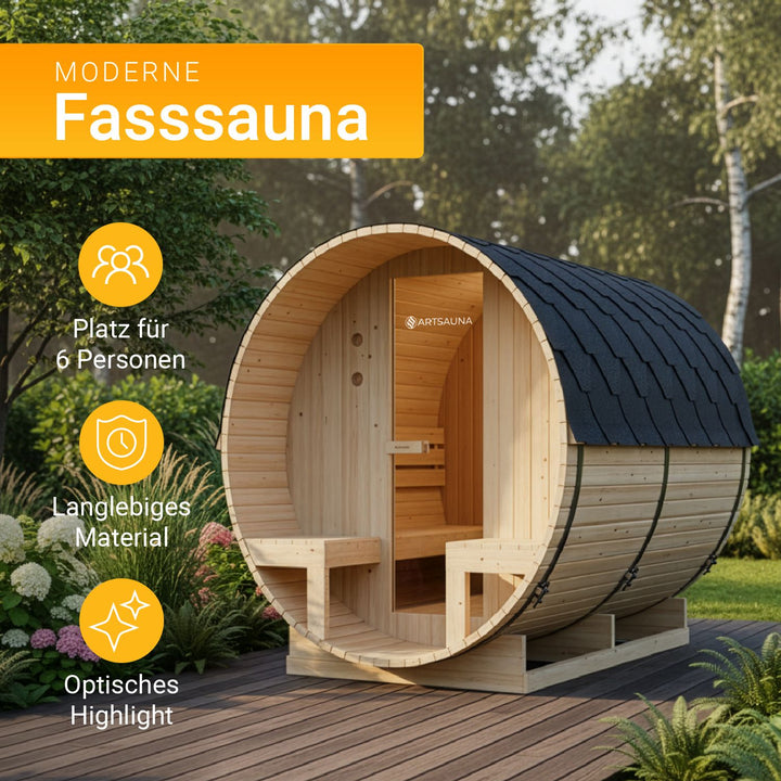 Fasssauna Spitzbergen mit Saunaofen