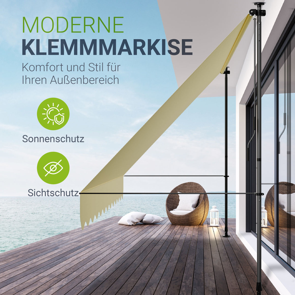Klemmmarkise Kapstadt mit Handkurbel