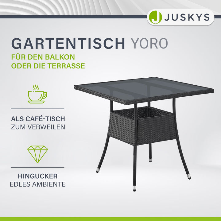 Eckiger Polyrattan Gartentisch Yoro