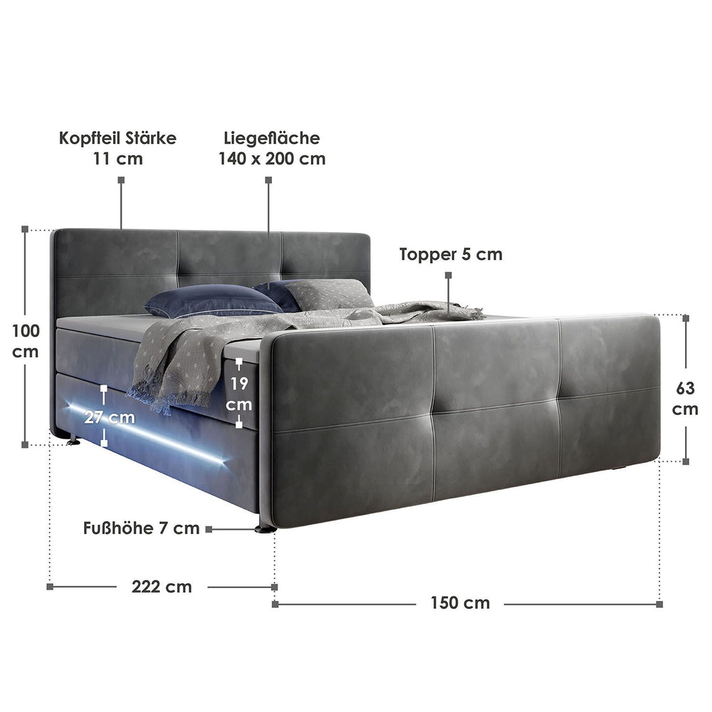 Boxspringbett Houston - Stoff