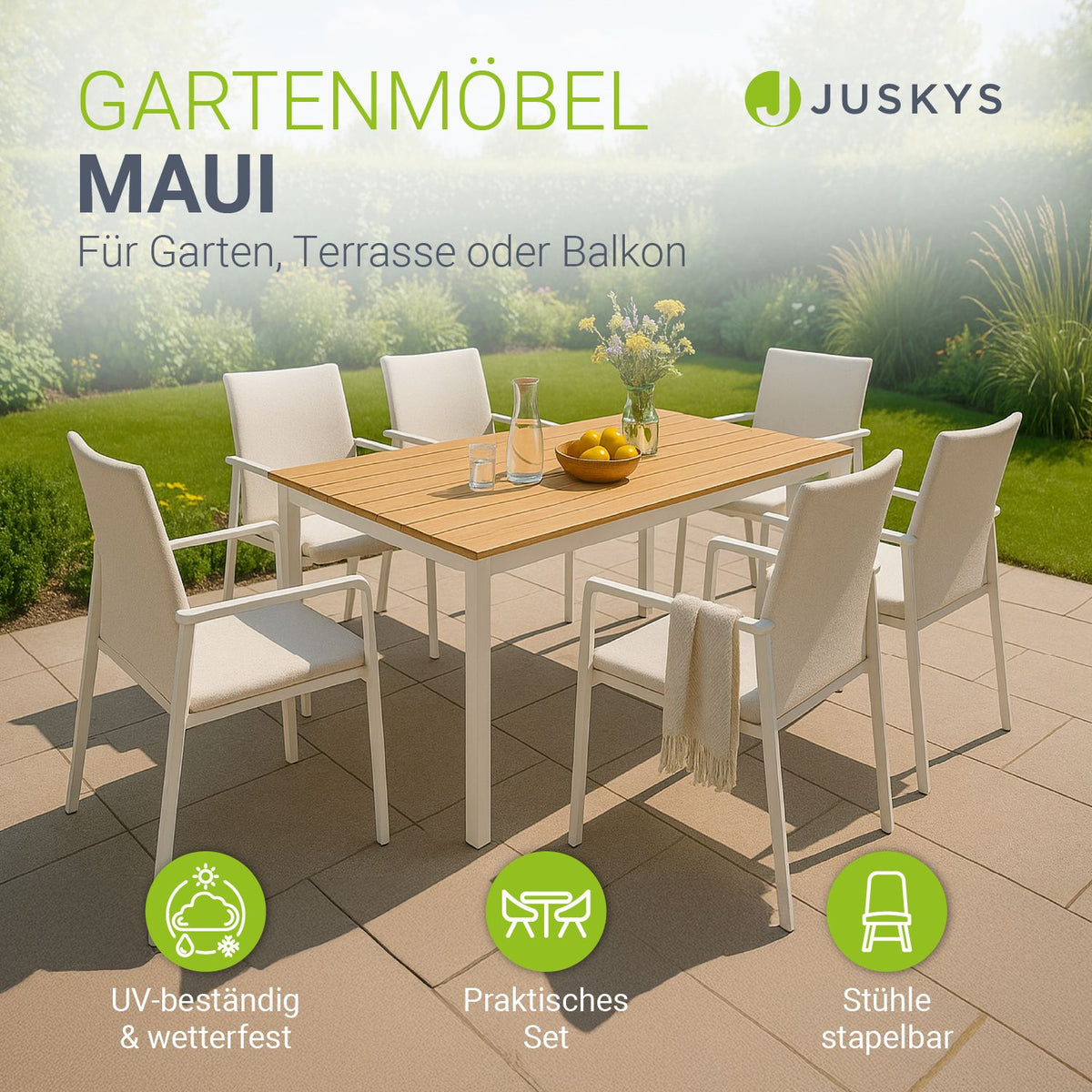 Premium Gartenmöbel Set für 6 Personen Maui