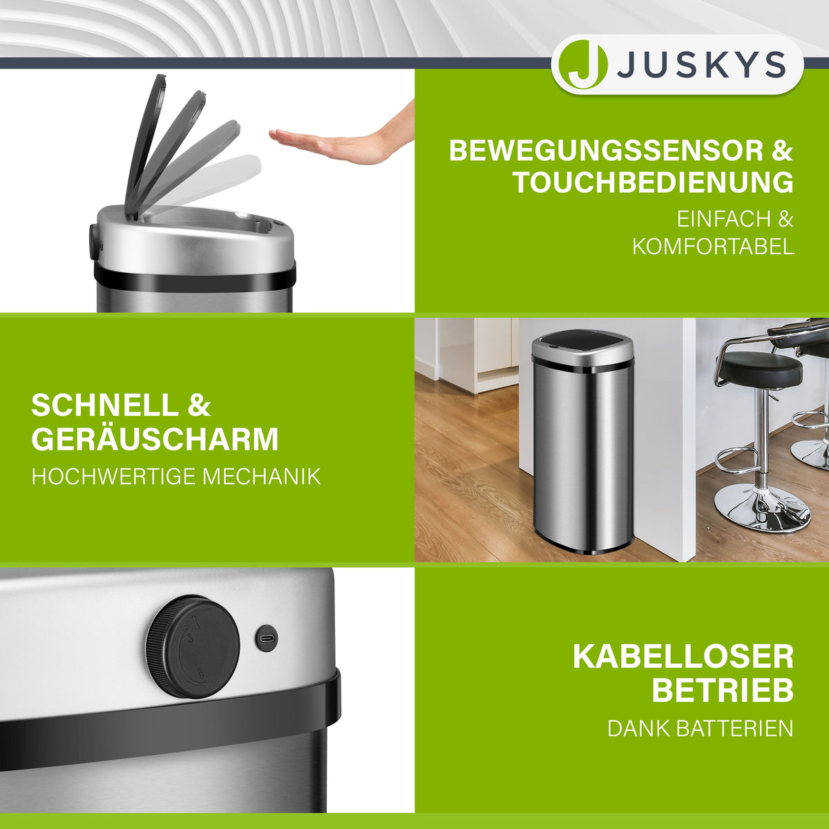 Rechteckiger Mülleimer mit Sensor