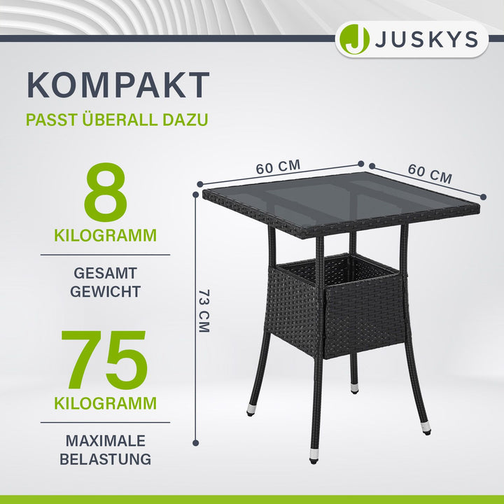 Eckiger Polyrattan Gartentisch Yoro