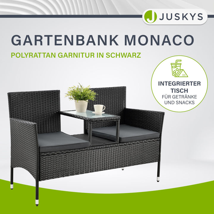 Polyrattan Sitzbank Monaco mit Tisch für 2 Personen