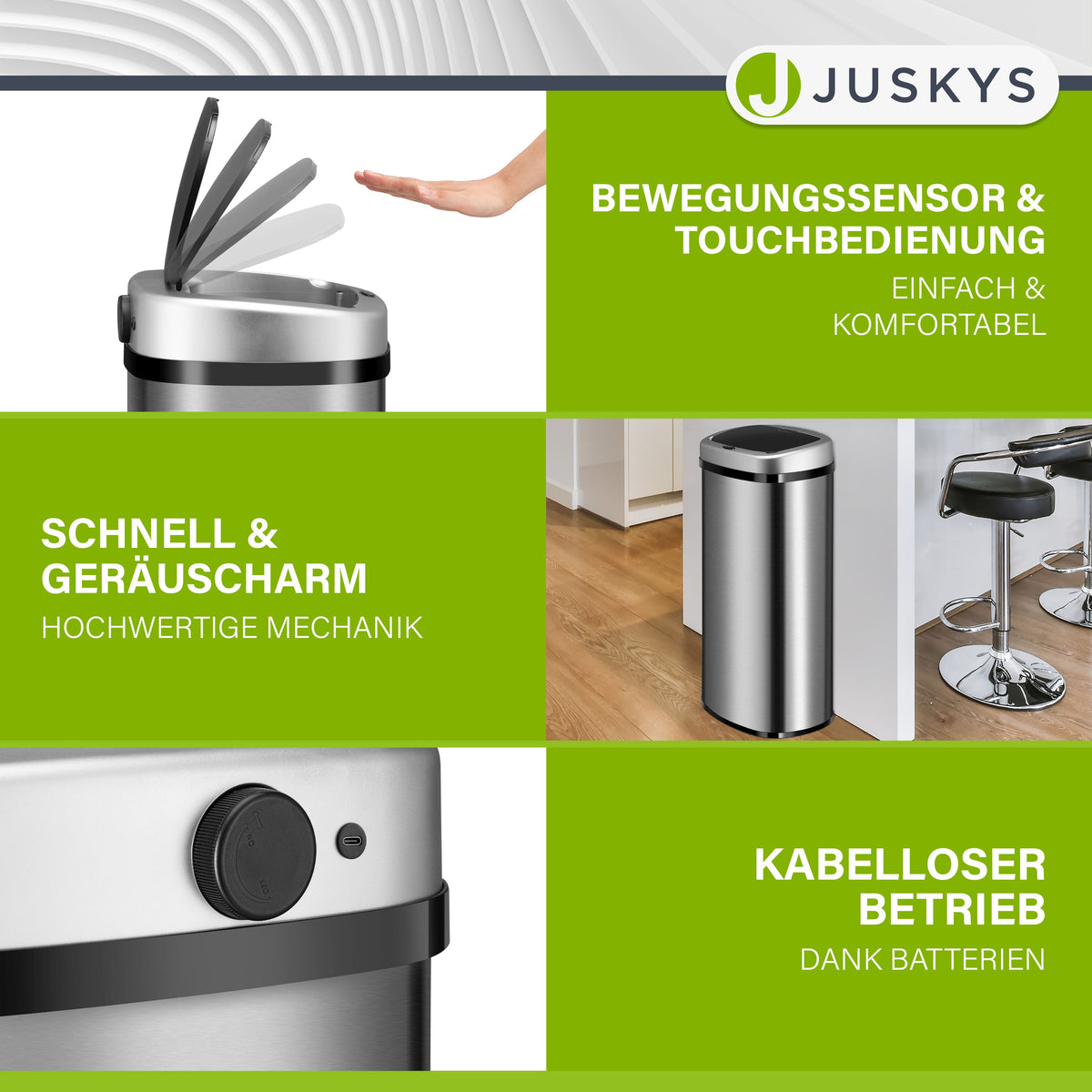 Rechteckiger Mülleimer mit Sensor