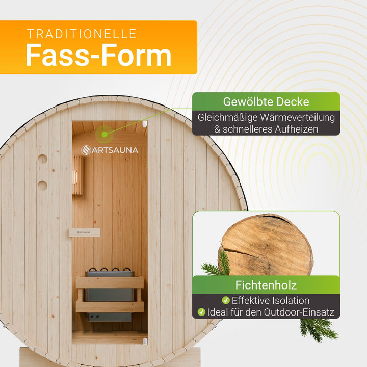 Fasssauna Spitzbergen mit Saunaofen