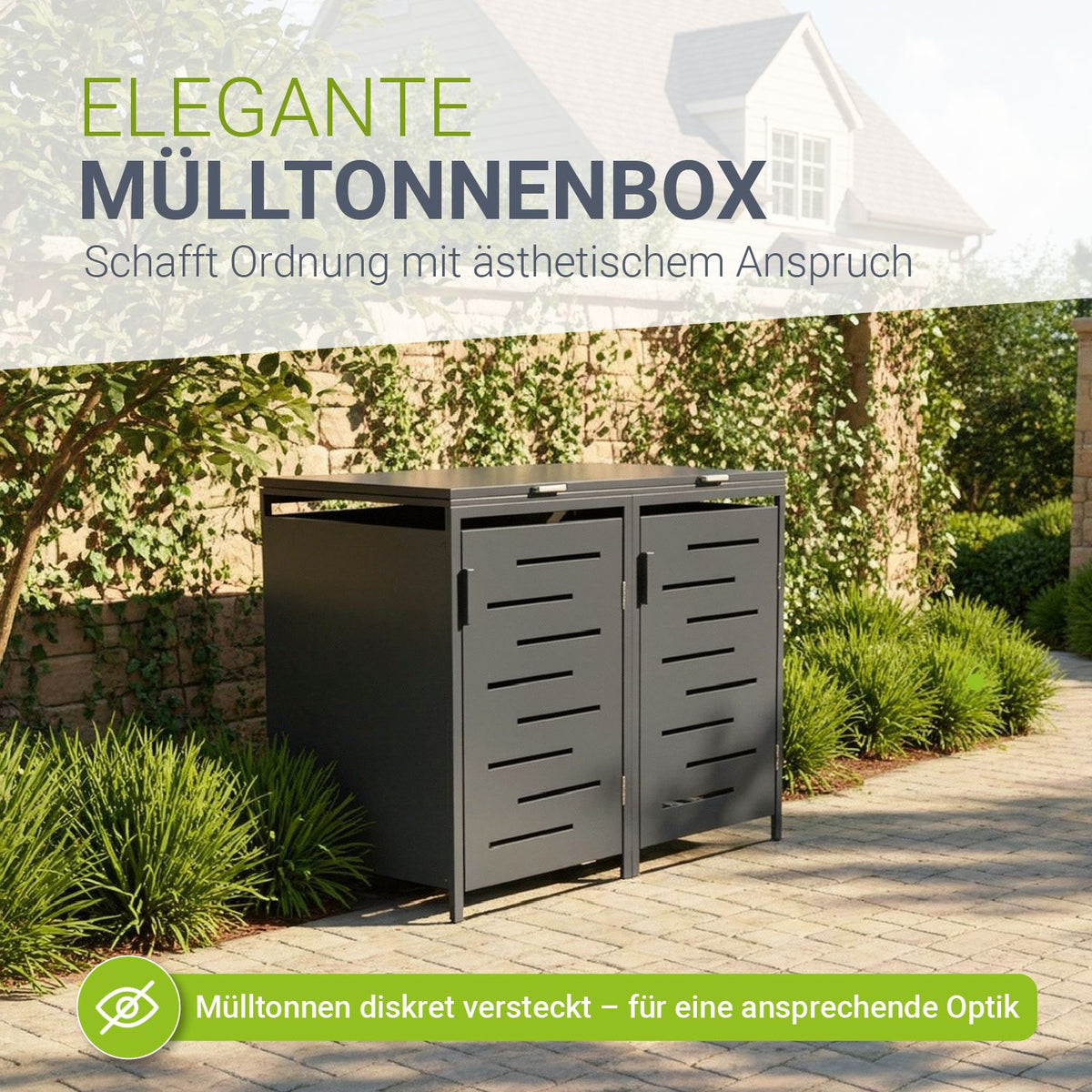 Metall Mülltonnenbox Arel abschließbar & wetterfest
