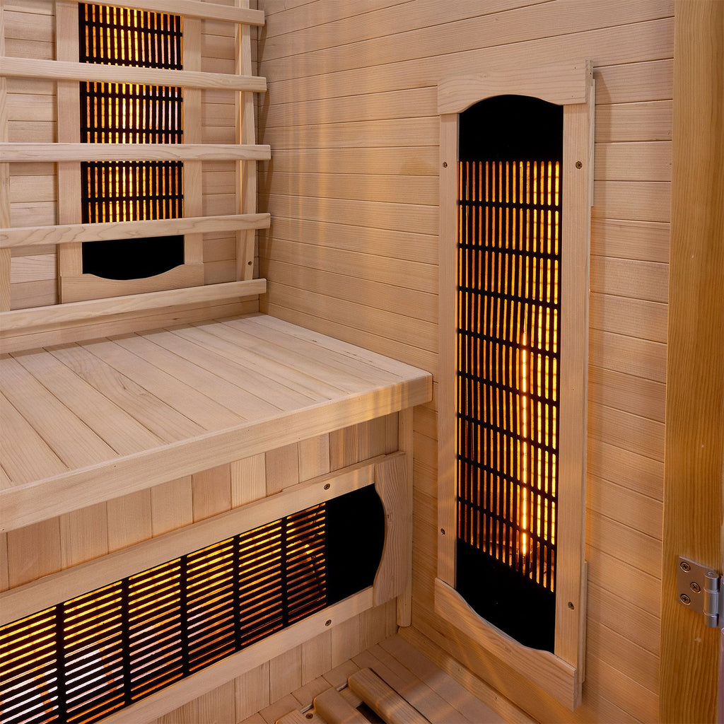 Artsauna Infrarotkabine Nyborg S90V, für 1 Personen, Hemlockholz, HiFi-System, Ionisator, LED-Farblicht