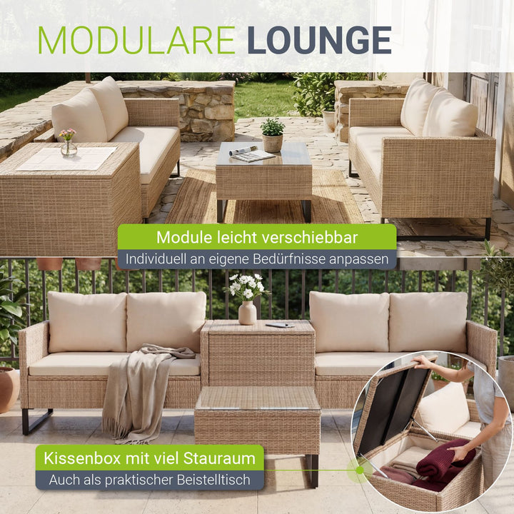 lounge mit aufbewahrung Gartenlounge für 4 Personen Santorini
