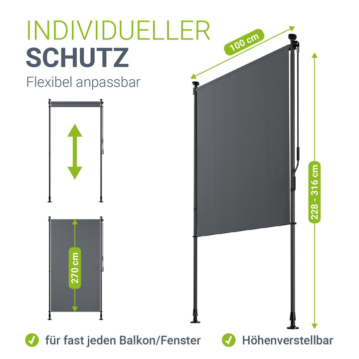senkrecht markise 270 cm breit Senkrechtmarkise manuell