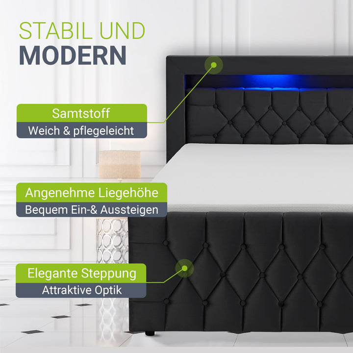 Boxspringbett Leona - Samt