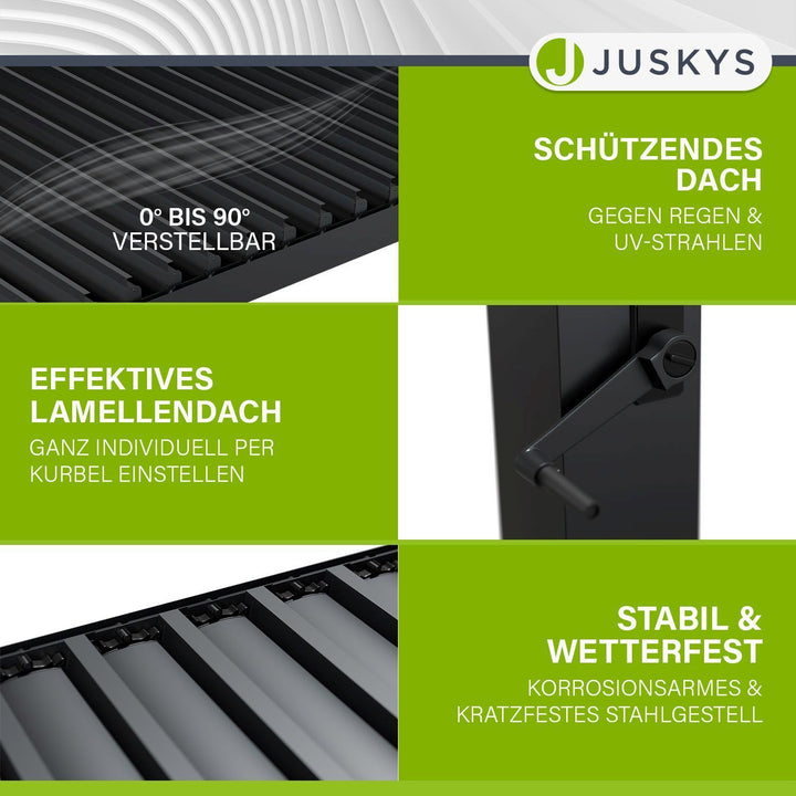 Lamellendach Tahiti 3 x 3 m inkl. 2x Seitenwand 3 m
