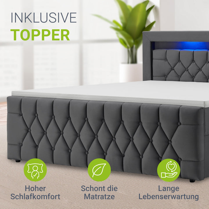 Boxspringbett Leona - Samt
