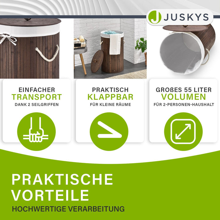 juskys bambus wäschekorb Bambus Wäschekorb Curly-Round
