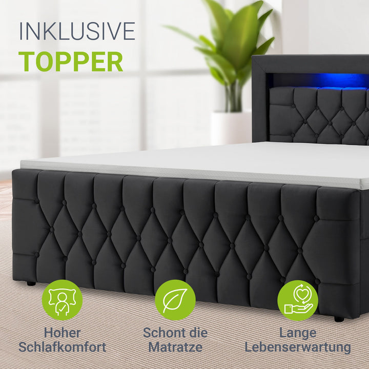Boxspringbett Leona - Samt