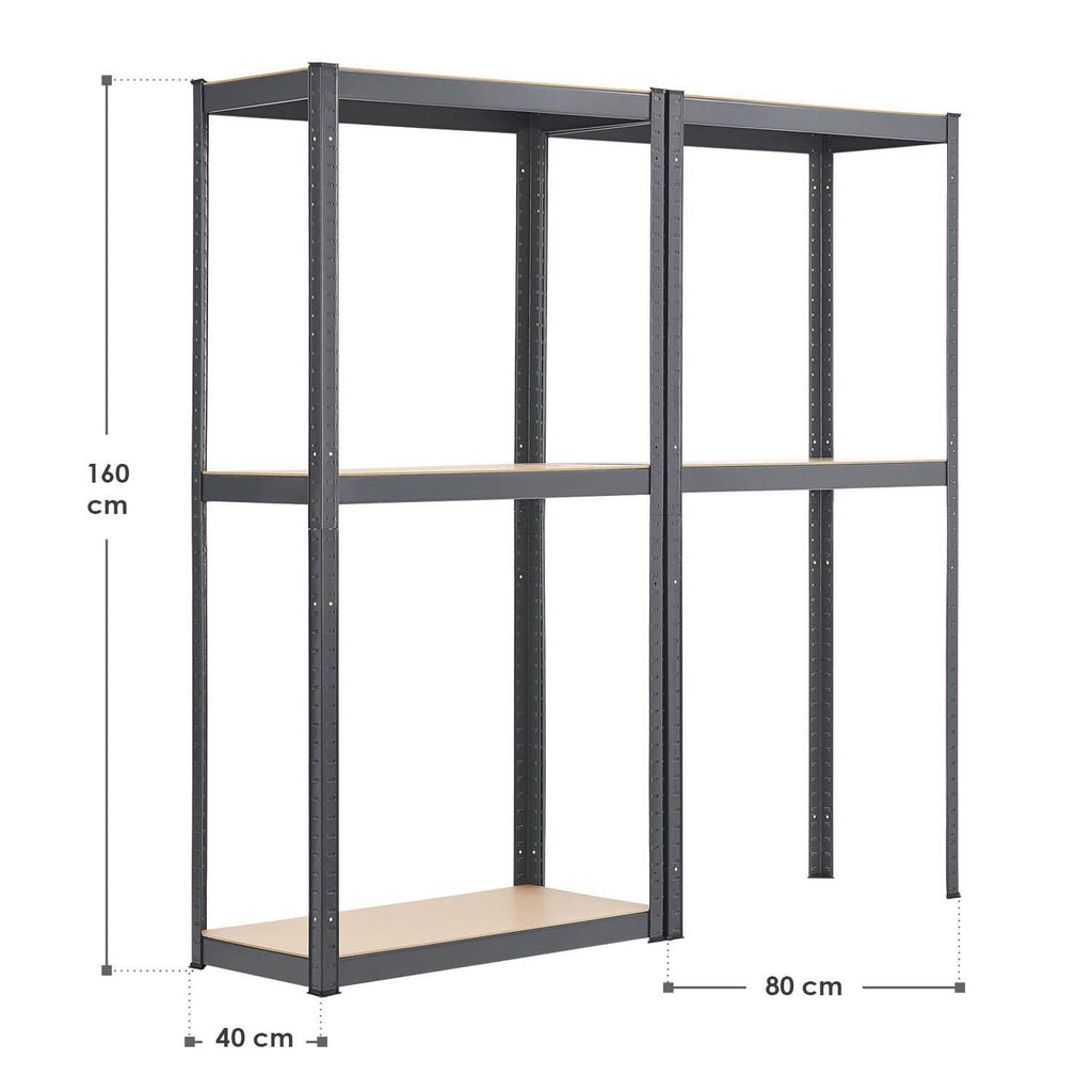 Juskys Schwerlastregal Easy, Set, 2er Set, 640 kg Traglast, 8 Böden, individueller Aufbau