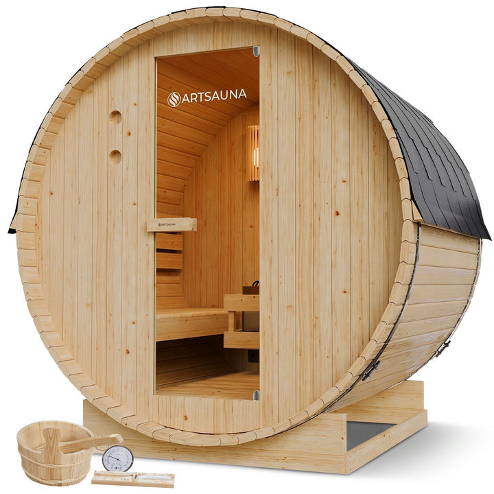 Fasssauna Spitzbergen mit Saunaofen