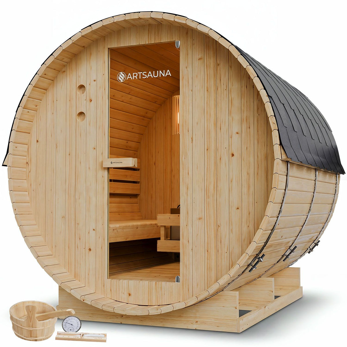 Fasssauna Spitzbergen mit Saunaofen