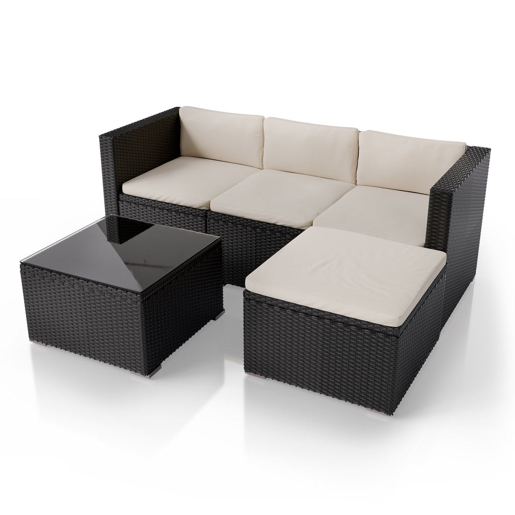 Juskys Gartenlounge-Set Punta Cana, (Set, Sitzgruppe), Polyrattan Sitzgarnitur mit 1 Tisch, 1 Sofa und 1 Hocker