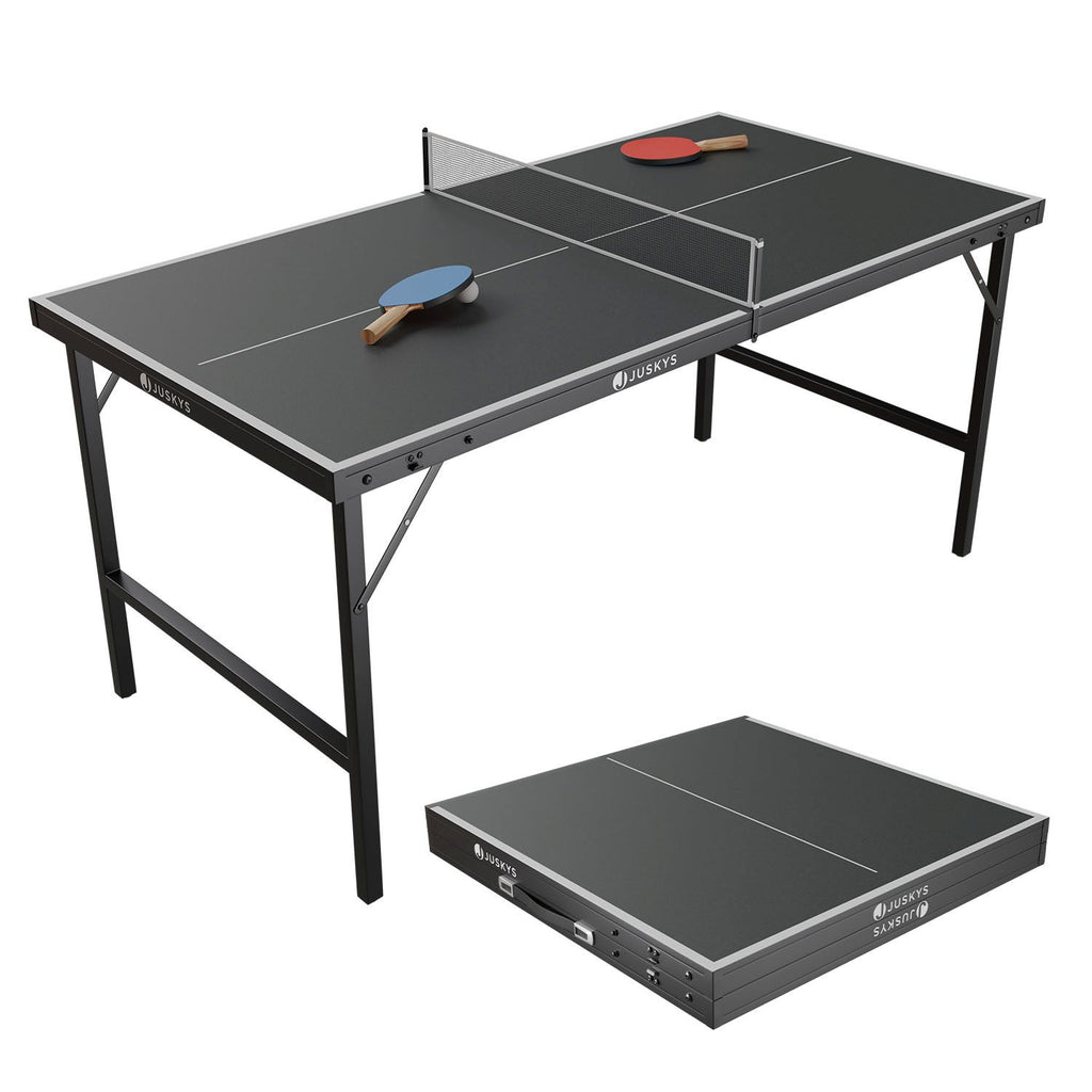 Juskys Spieltisch Flexi, Mini-Tischtennisplatte, Tisch klappbar, Set inklusive Zubehör