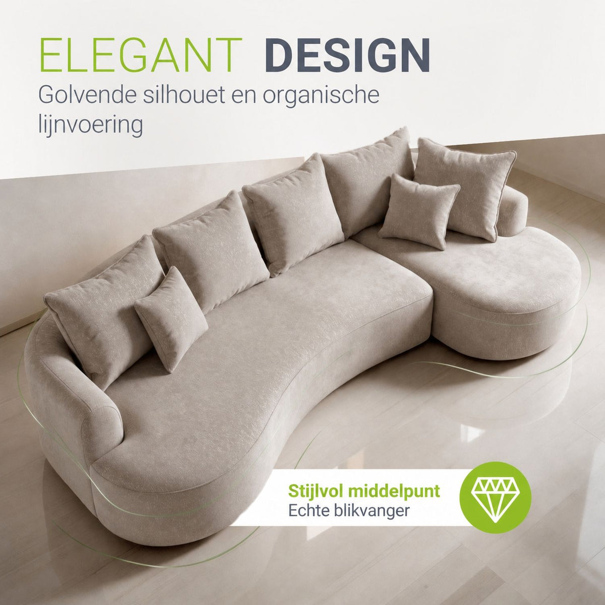 Sofa Tirano mit Ottomane & Dekokissen