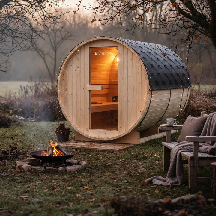 Fasssauna Spitzbergen mit Saunaofen