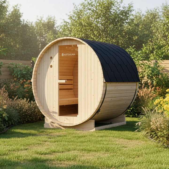 Fasssauna Spitzbergen mit Saunaofen