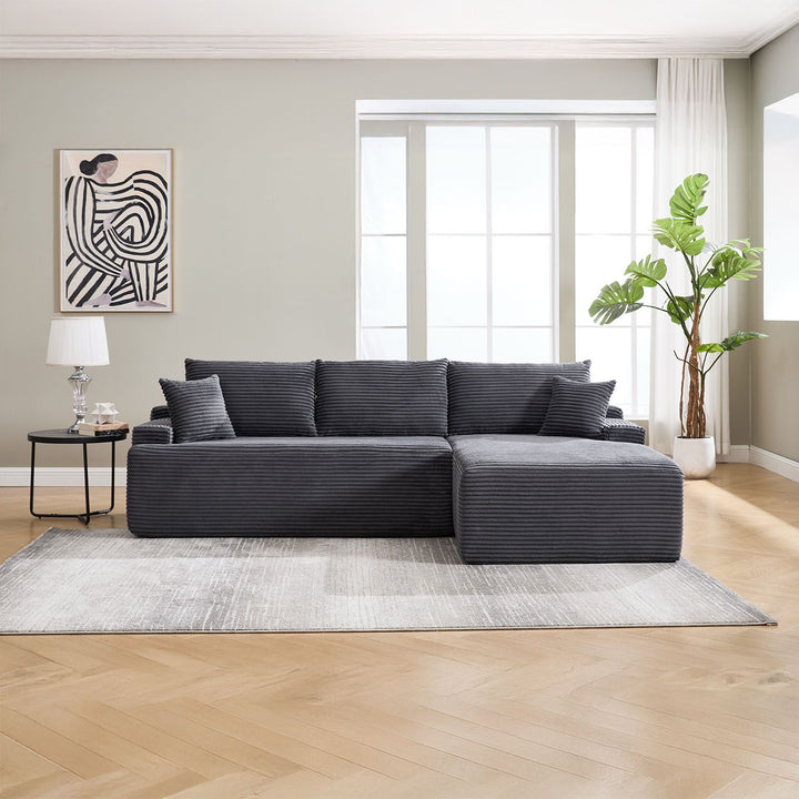 Sofa Coredo mit Cord Bezug & Dekokissen