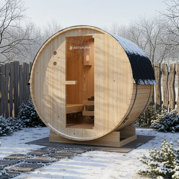 Fasssauna Spitzbergen mit Saunaofen
