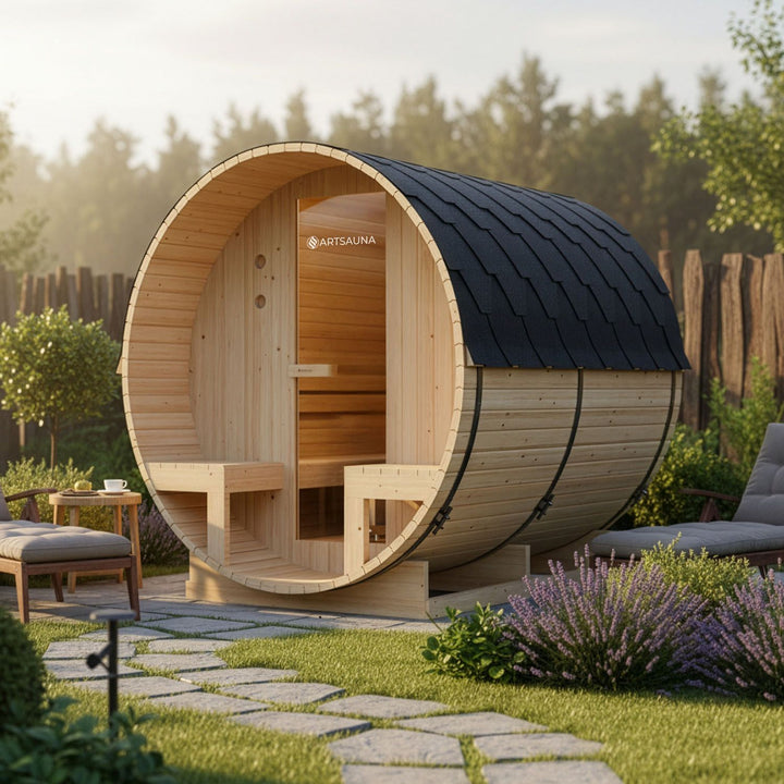 Fasssauna Spitzbergen mit Saunaofen