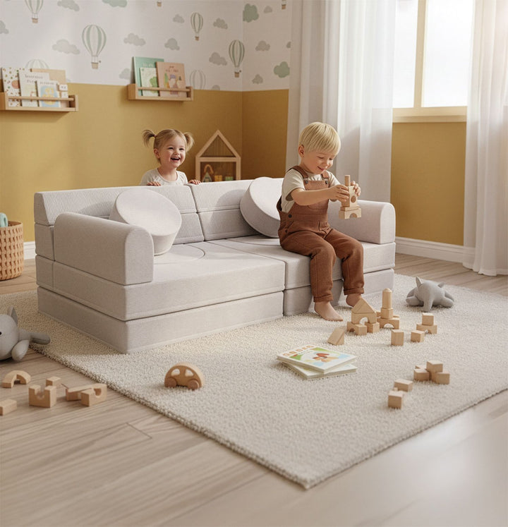 Kindersofa Kayo mit Cord Bezug & Kissen