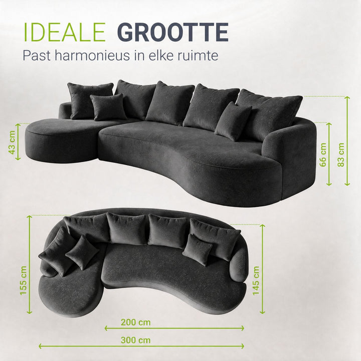 Sofa Tirano mit Ottomane & Dekokissen
