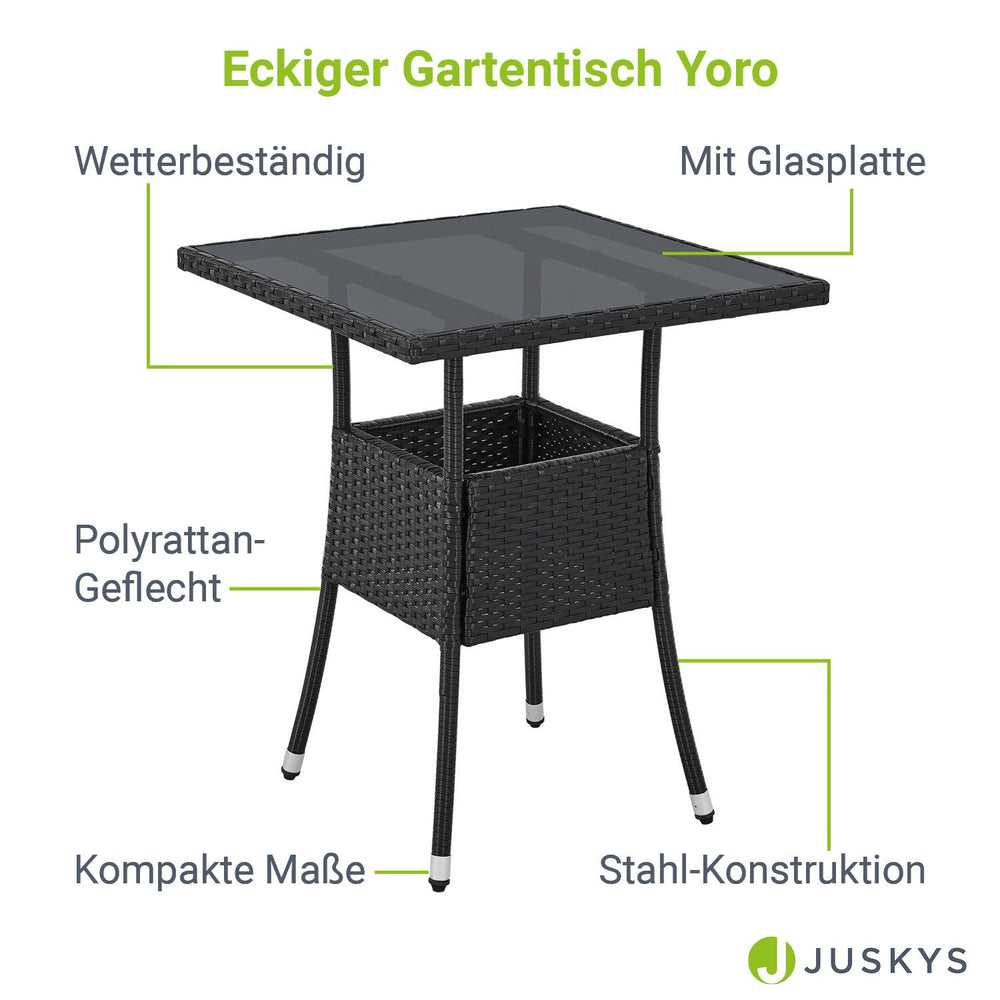 Eckiger Polyrattan Gartentisch Yoro