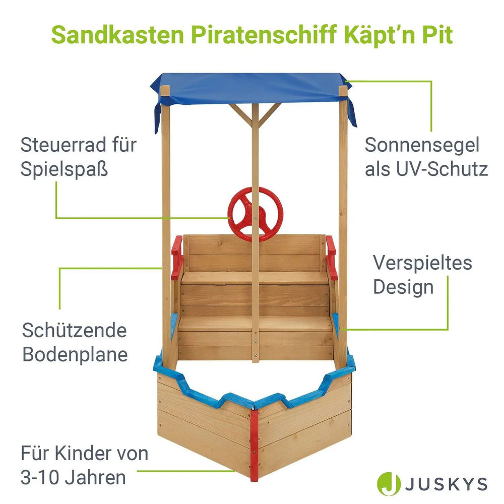 Sandkasten Käpt’n Pit - Piratenschiff Boot aus Holz