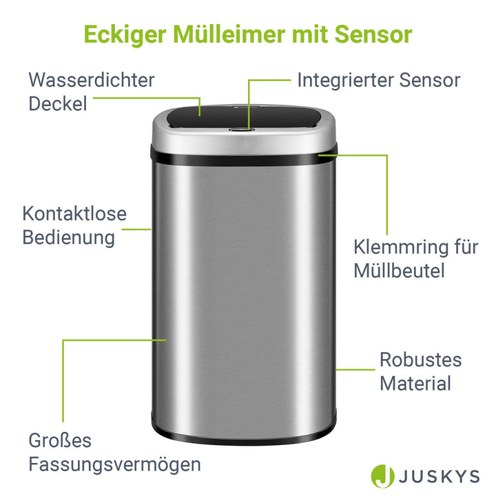 Rechteckiger Mülleimer mit Sensor