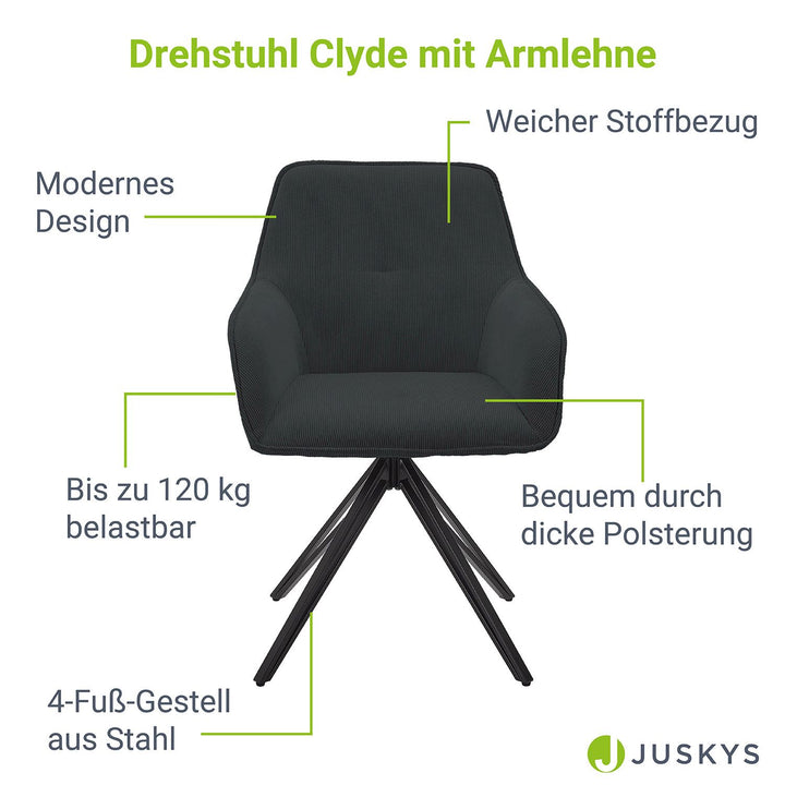 Drehstuhl Clyde mit Cord